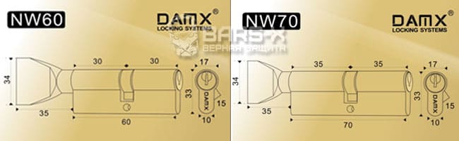 DAMX NW. Цилиндровые механизмы простой ключ - вертушка картинка