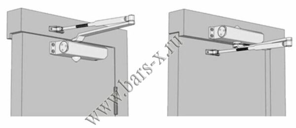 варианты монтажа доводчика на дверь