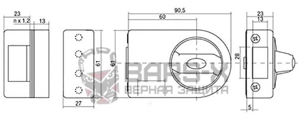 Чертеж и размеры замка Герда ZN 100 картинка