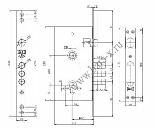 252 R – цилиндровый замок чертеж картинка