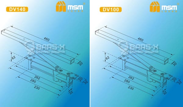 Дверные доводчики MSM врезные DV140, DV100 картинка