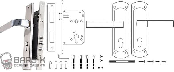 Замок цилиндровый врезной Punto KIT P90 4585/3 ORION SN/CP картинка