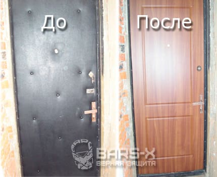 Установка панели МДФ Ламинат на входную металлическую дверь картинка