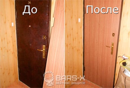 Заменить старую отделку двери на новую картинка